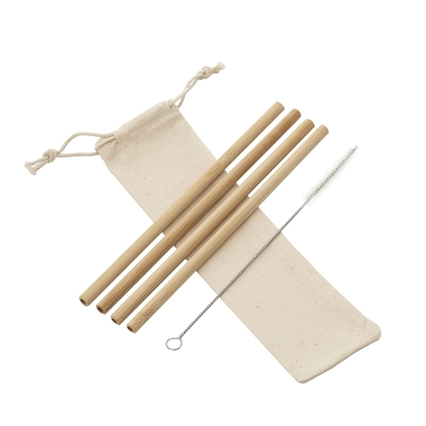 HB79541 - Kit Canudos de Bambu com Escova de Limpeza